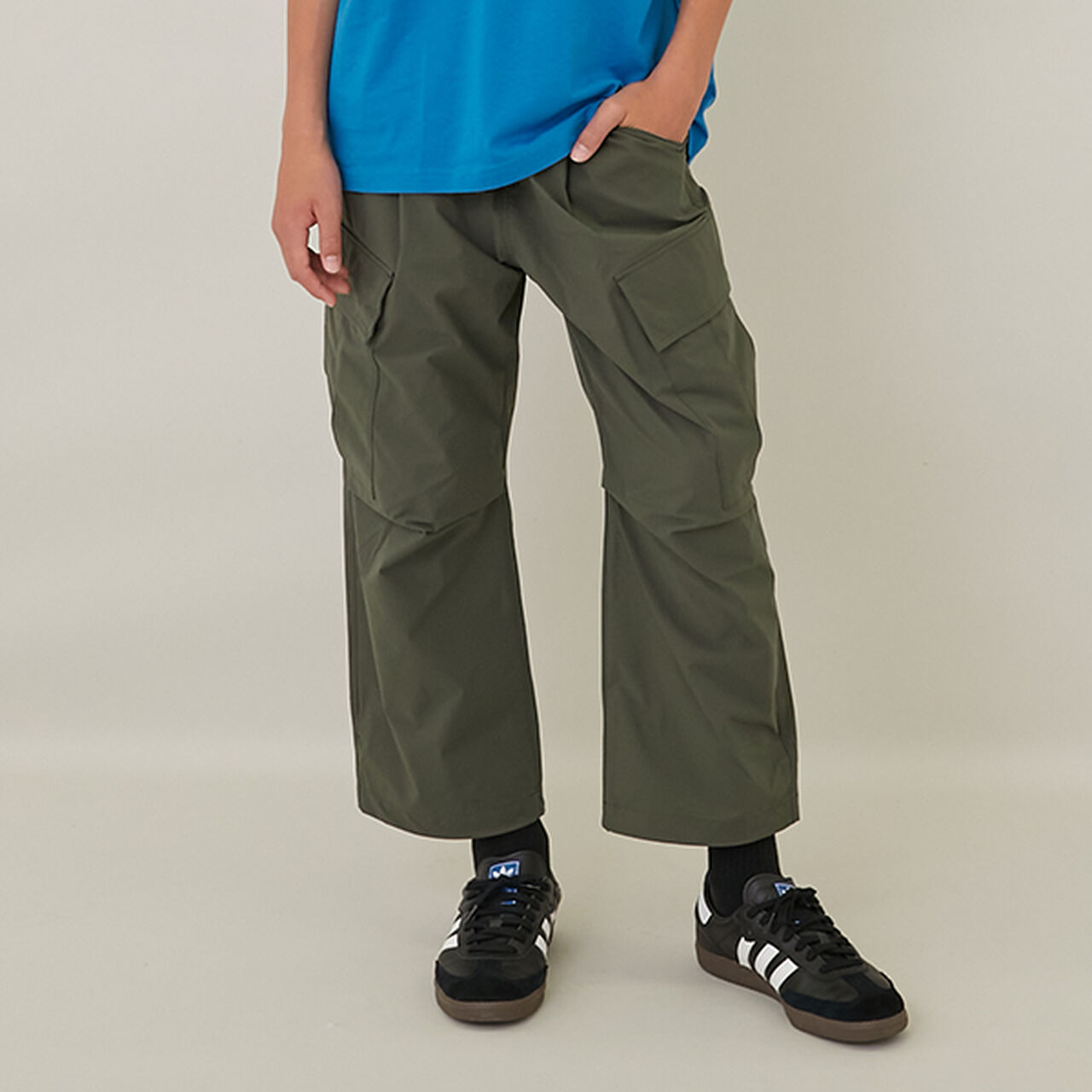 [Easycare] Poly Lip 8/10 Pants,Khaki, large image number 0