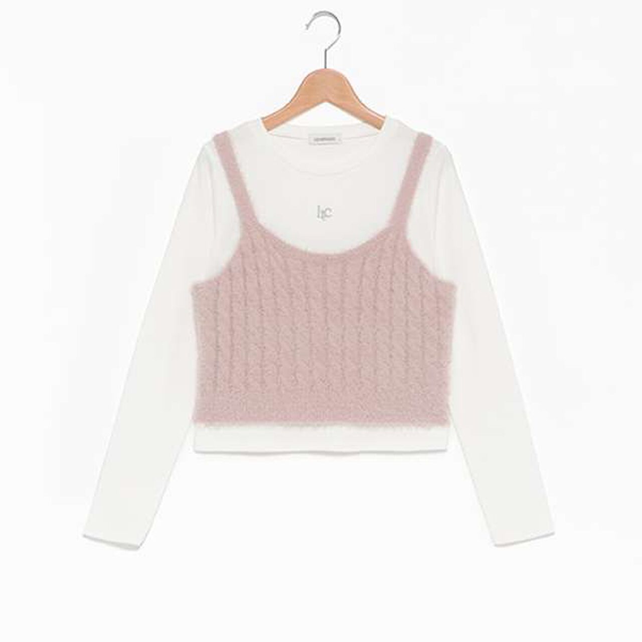 Washable Shaggy Vest Inner Set,Light gray, large image number 5