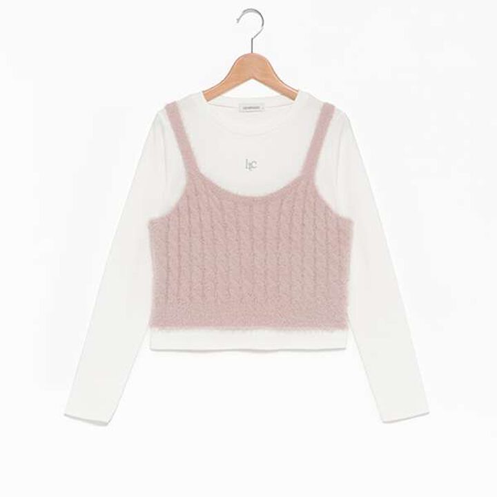 Washable Shaggy Vest Inner Set,Light gray, medium image number 5