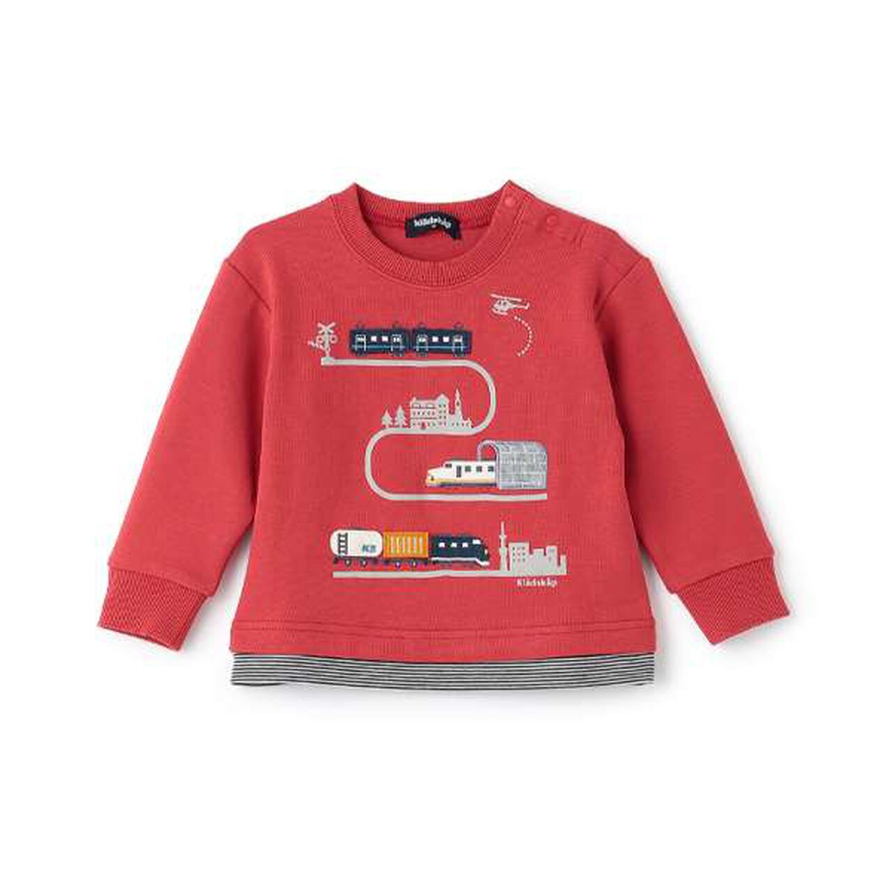 Train Appliqué Stripe Pattern Sweatshirt,Red, large image number 0