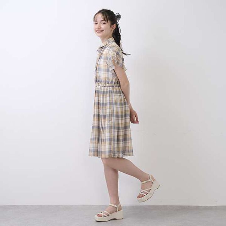 Collared Pleated One-Piece Dress,Black, medium image number 5