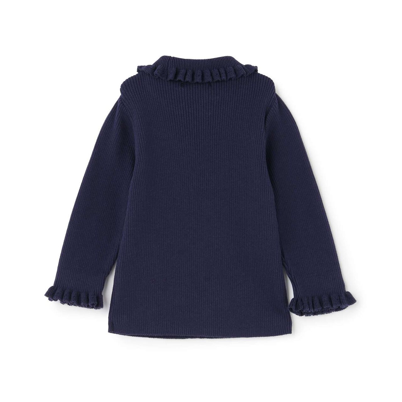 Petite High-Neck Frill Sweater [Made in Japan],Charcoal gray, large image number 3