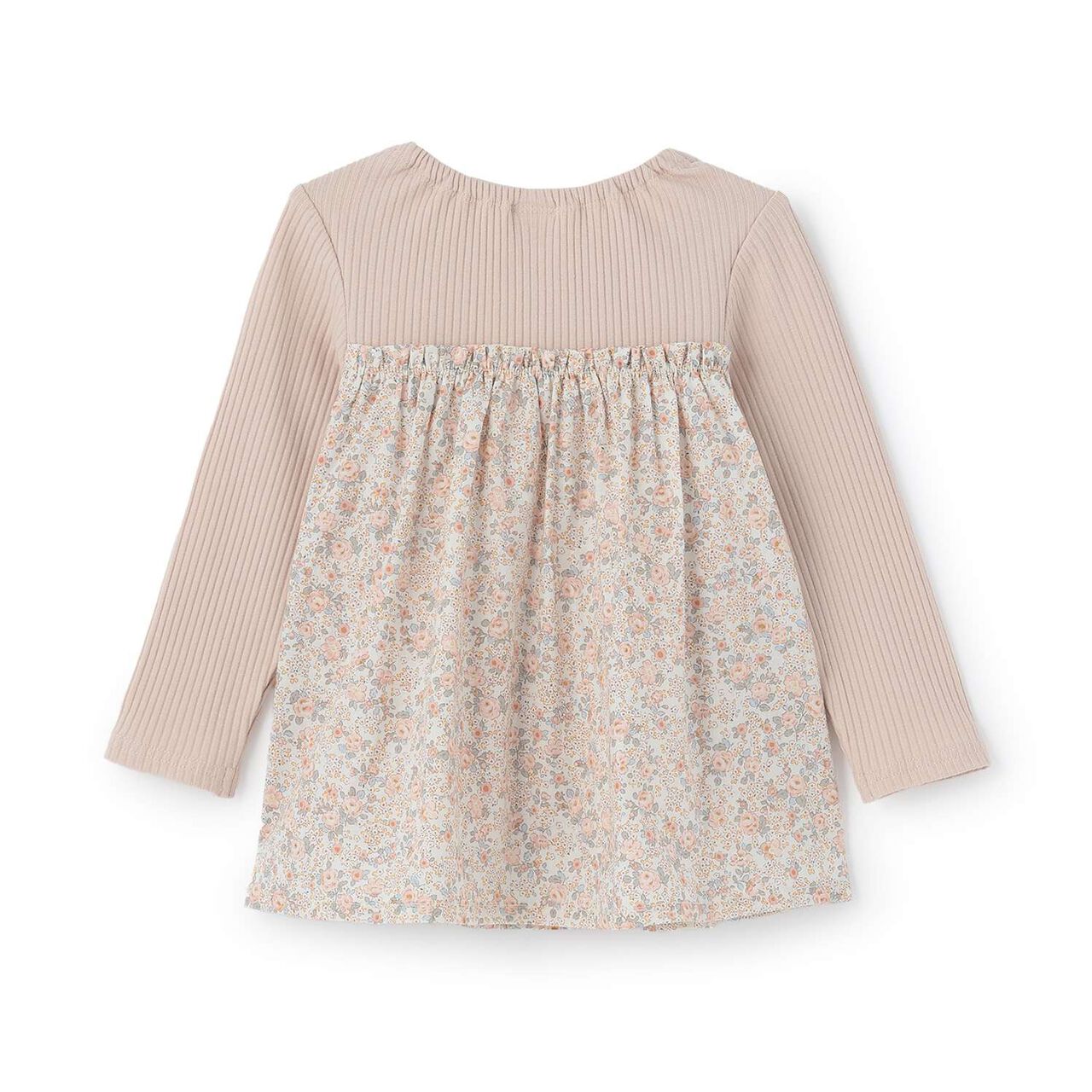 [Airy Silhouette] Floral Pattern Docked Collar Frill Tunic,Light beige, large image number 8