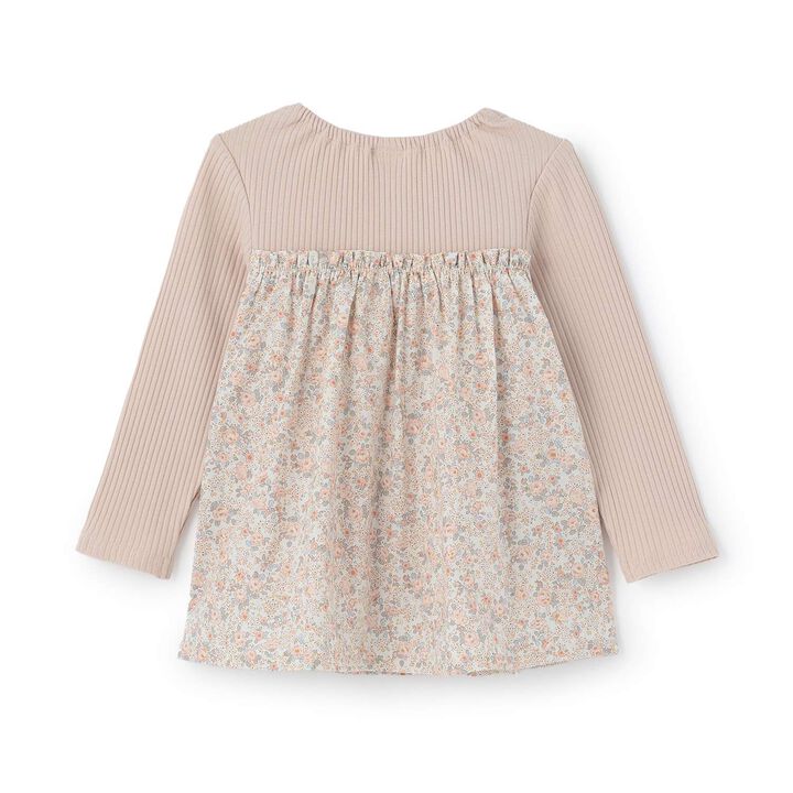 [Airy Silhouette] Floral Pattern Docked Collar Frill Tunic,Light beige, medium image number 8