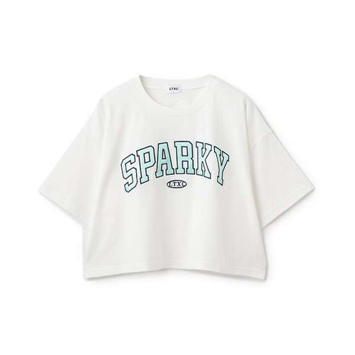 Logo Assorted Appliqué Half T-shirt,Sax blue, medium image number 3