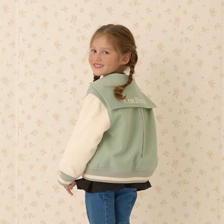 Sailor Collar Varsity Jacket,Beige, medium image number 7