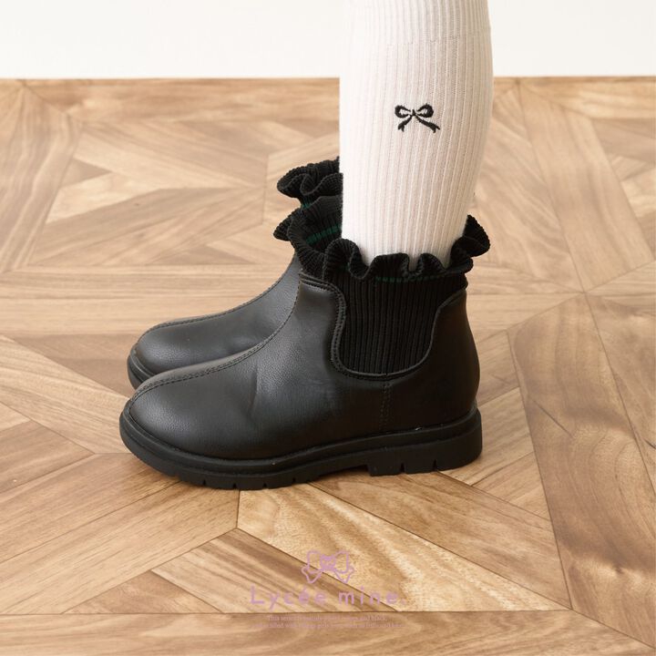 [Lycee Mine Ballet Series] Frill Rib Side Gore Boots,, medium