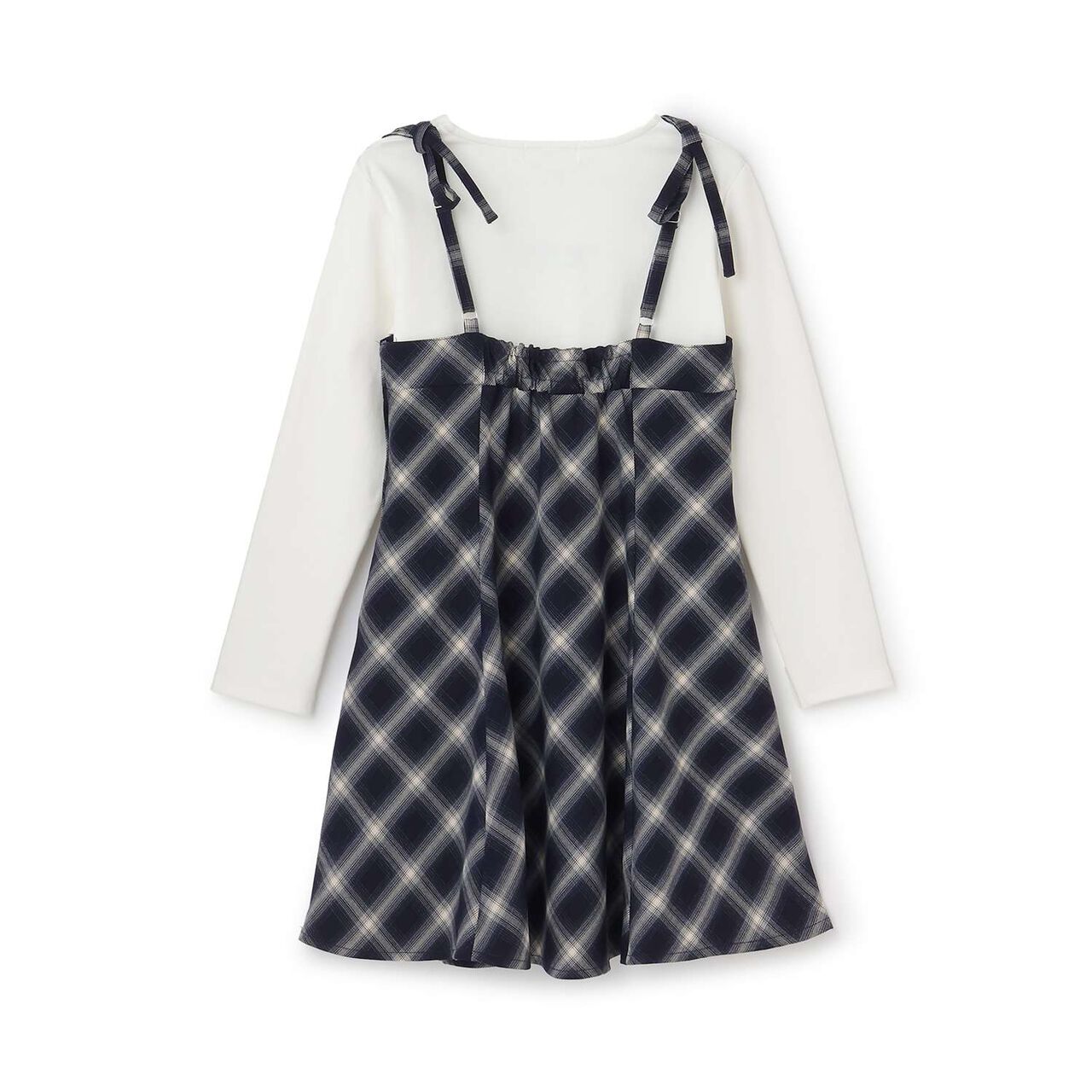 Checkered Camisole Dress Inner Set,Navy, large image number 1