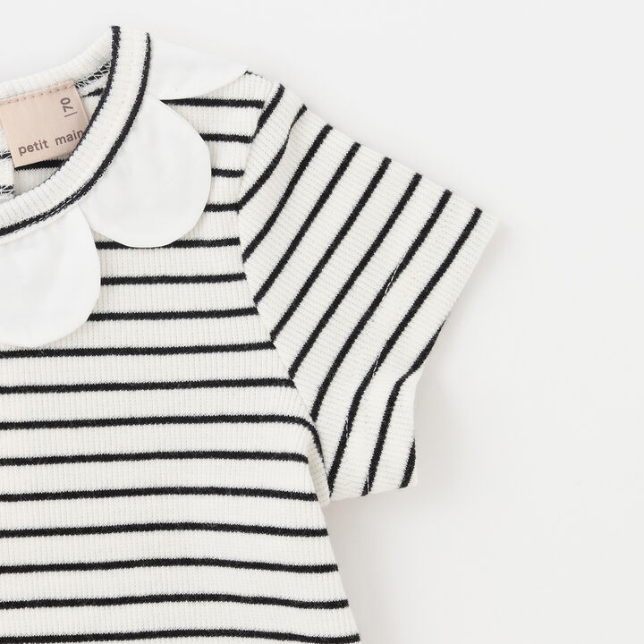 Short-Sleeve Scallop Trim Romper,Black, medium image number 7