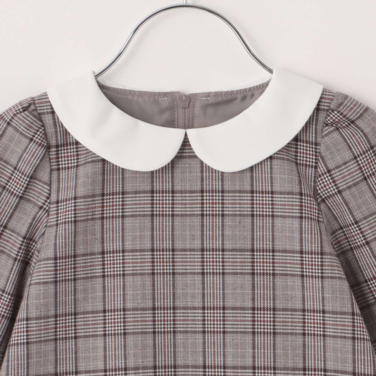 Semi-Formal Collared Long-Sleeve One-Piece Dress,Beige, large image number 7