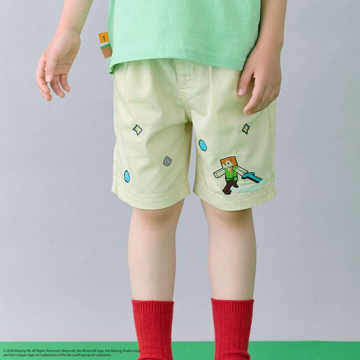 [MINECRAFT] Embroidered Half Pants,Beige, medium image number 4