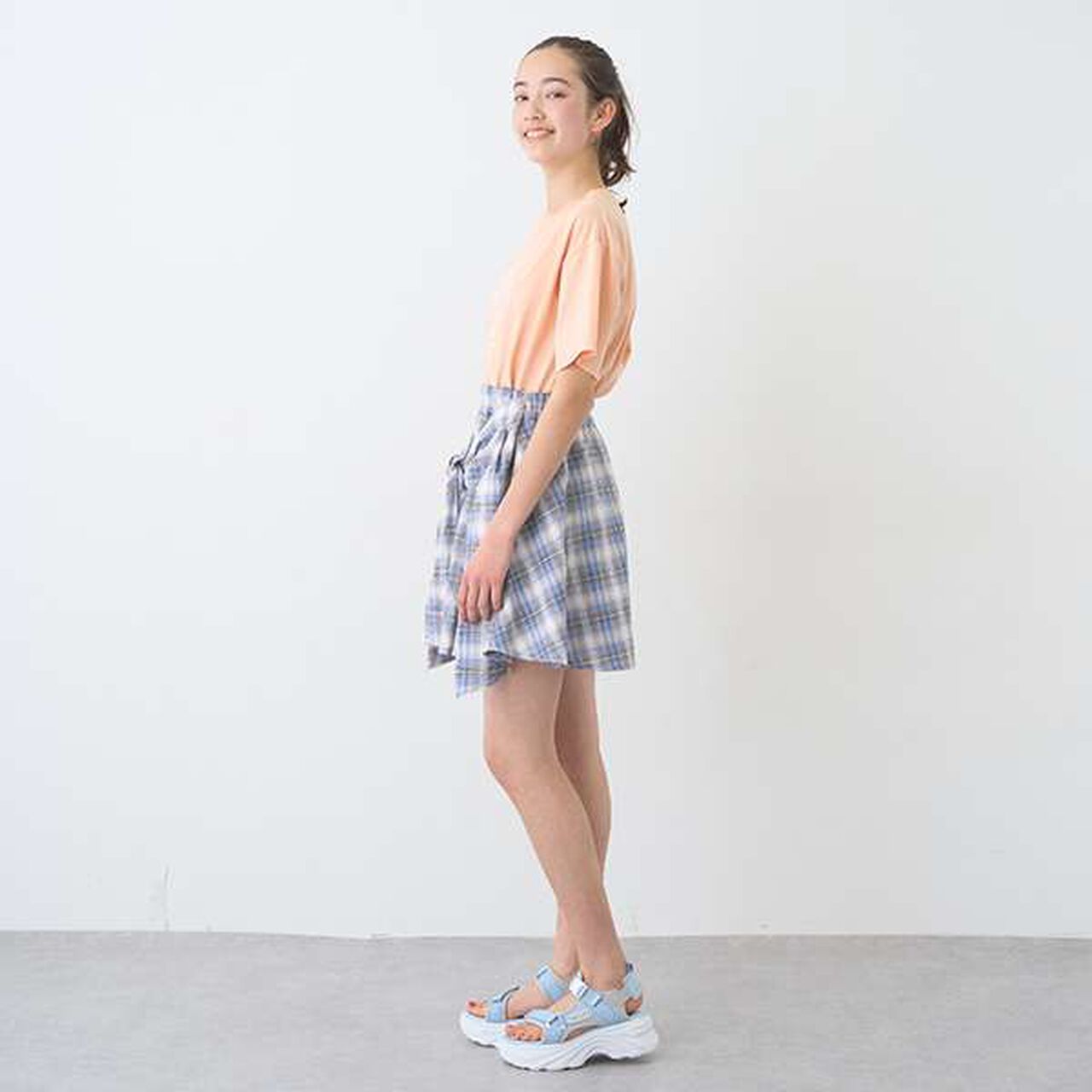 Shirt-Wrapped Checkered Culottes,Brown, large image number 19