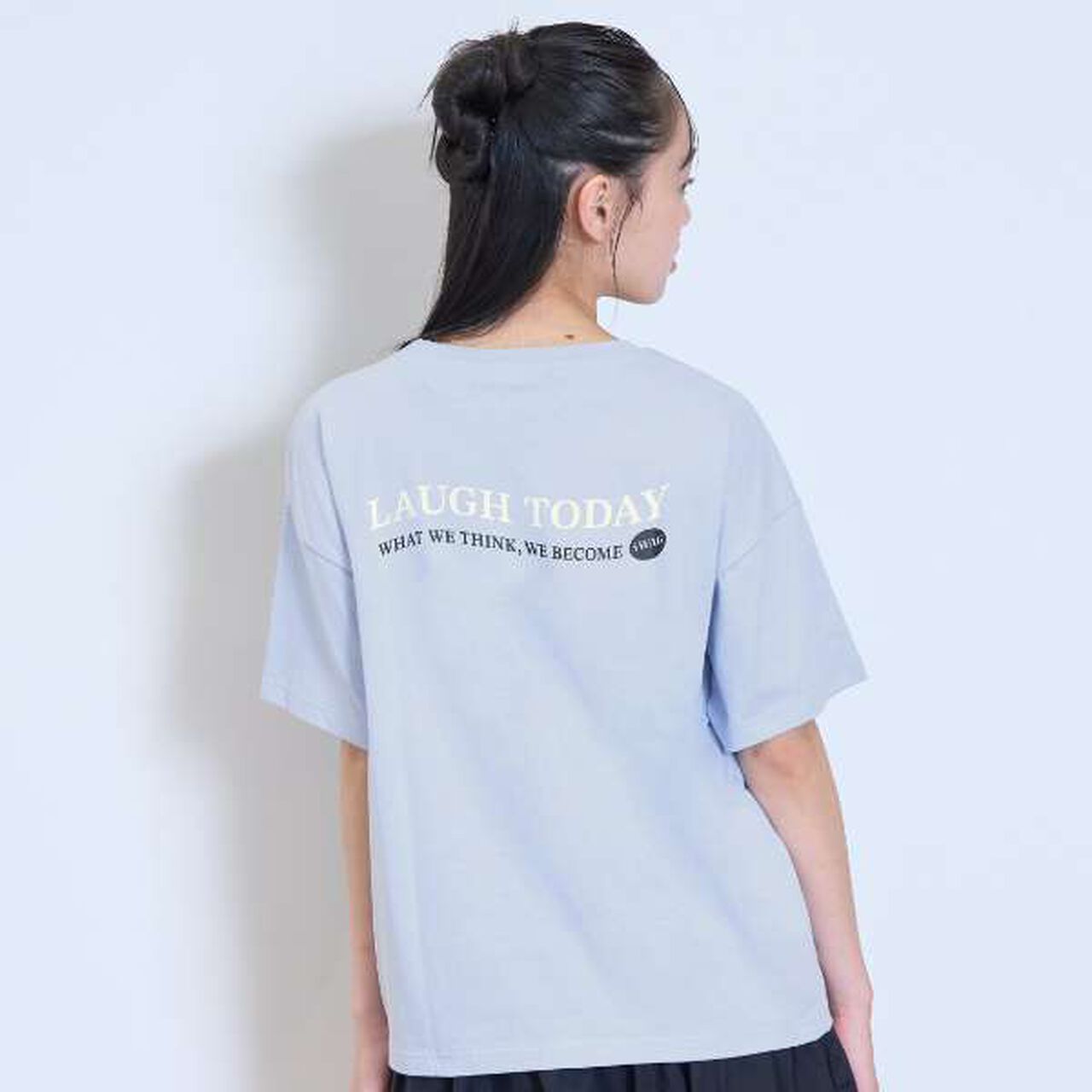 Front Character Embroidery T-Shirt,Sax blue, large image number 6