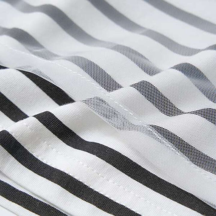 Soft Cotton Tulle Layered Stripe Boat Neck T-Shirt,Blue, medium image number 18