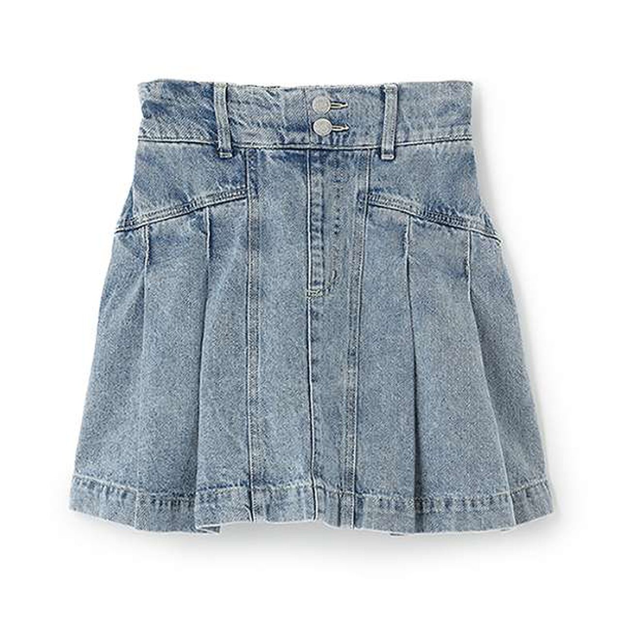 Denim Pleated Skirt-Pants for Beautiful Legs,Light blue, large image number 5