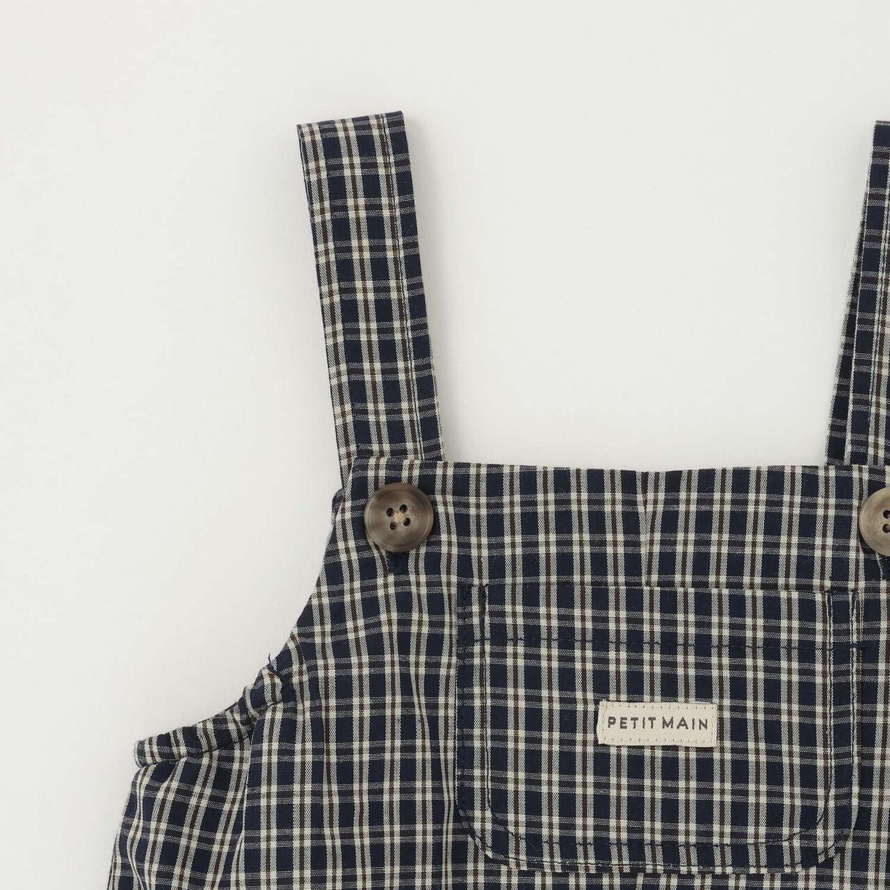Checkered Overalls Set,Navy, large image number 9