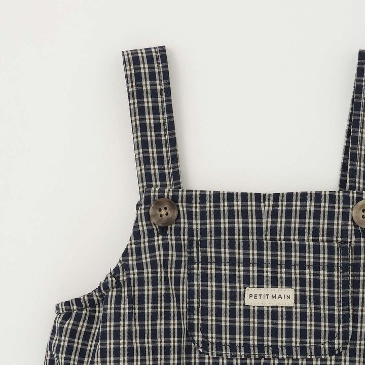 Checkered Overalls Set,Navy, medium image number 9