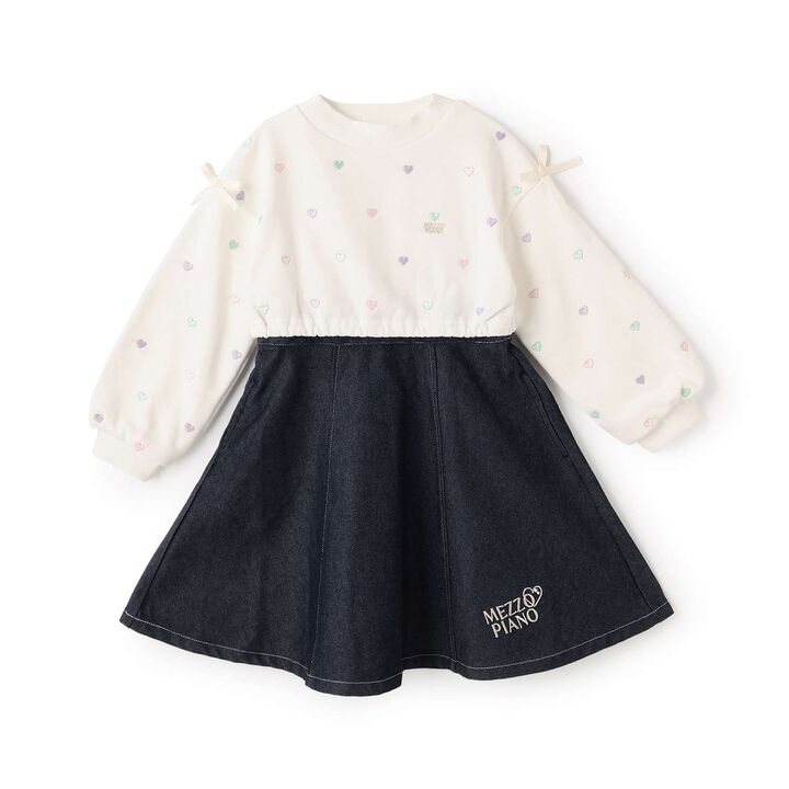 [Restock] Petit Heart Embroidery Docking Dress,Off white, medium image number 0