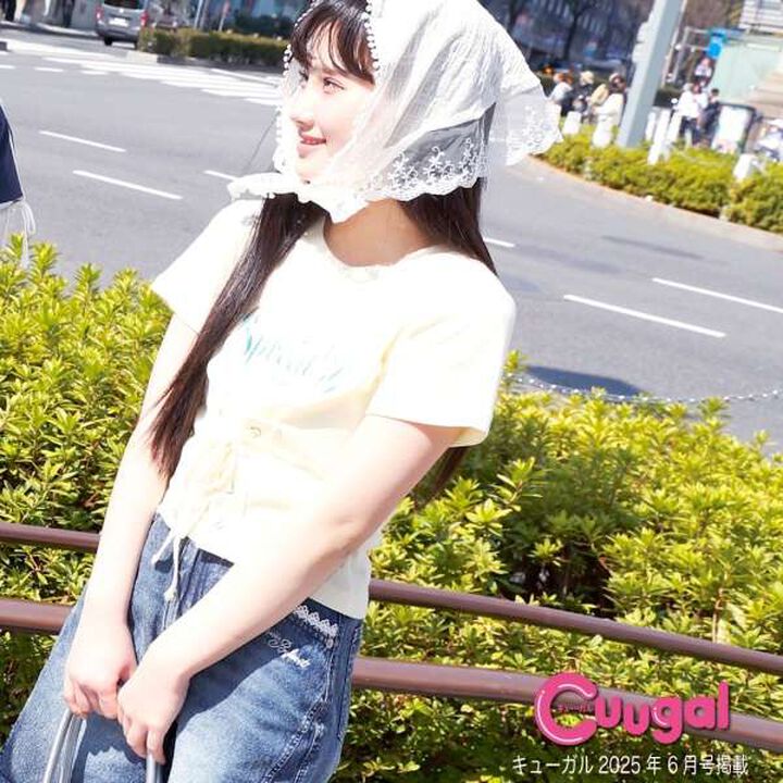 [Featured in Q-Gal] Front Lace-up T-shirt,Off white, medium image number 10
