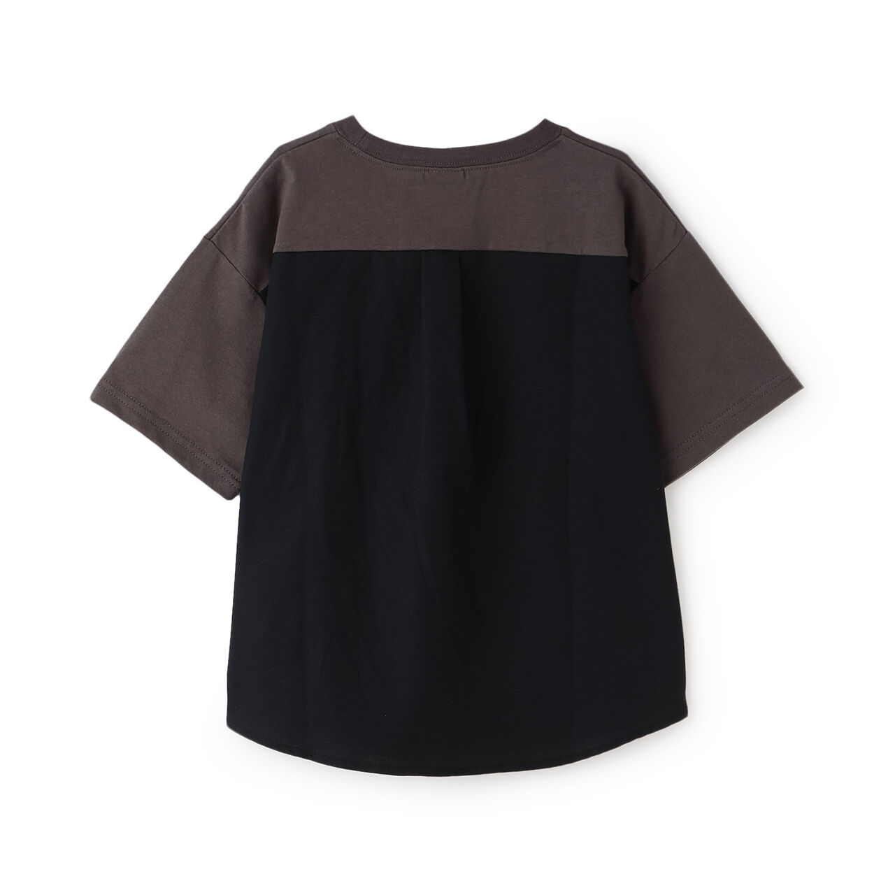 Wide Silhouette Short Sleeve T-Shirt with Contrasting Back Panel,Charcoal gray, large image number 6
