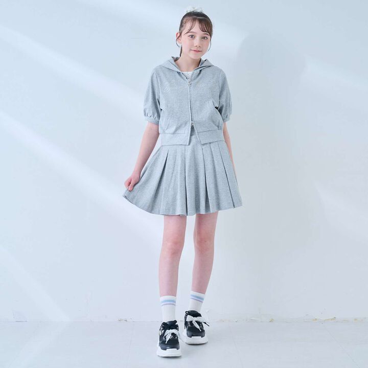 [Cool Touch & UV Protection] Rhinestone Sparkling Logo Zip Parka Outfit Set,Gray, medium image number 0