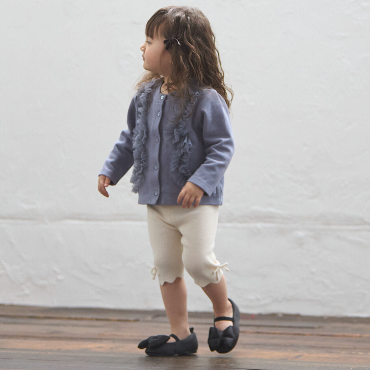 [Link] Tulle Frill Cut Cardigan,Ivory, large image number 3