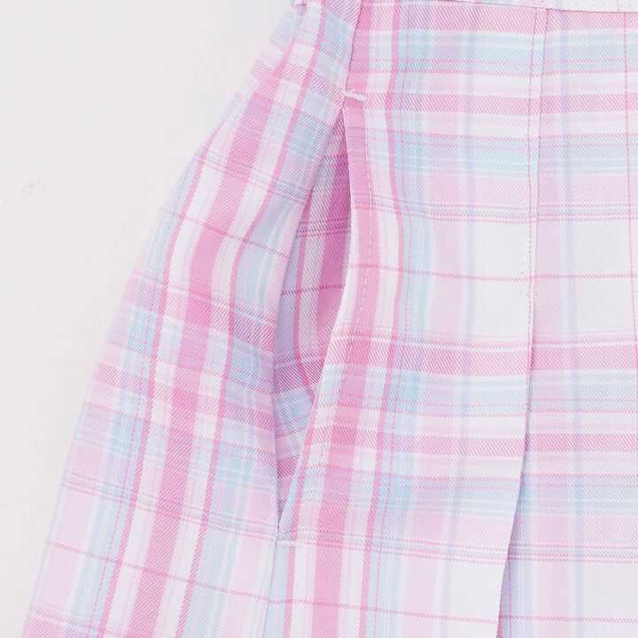 Heart Pouch Wrap-Style Checkered Culotte Skirt,Pink, medium image number 4