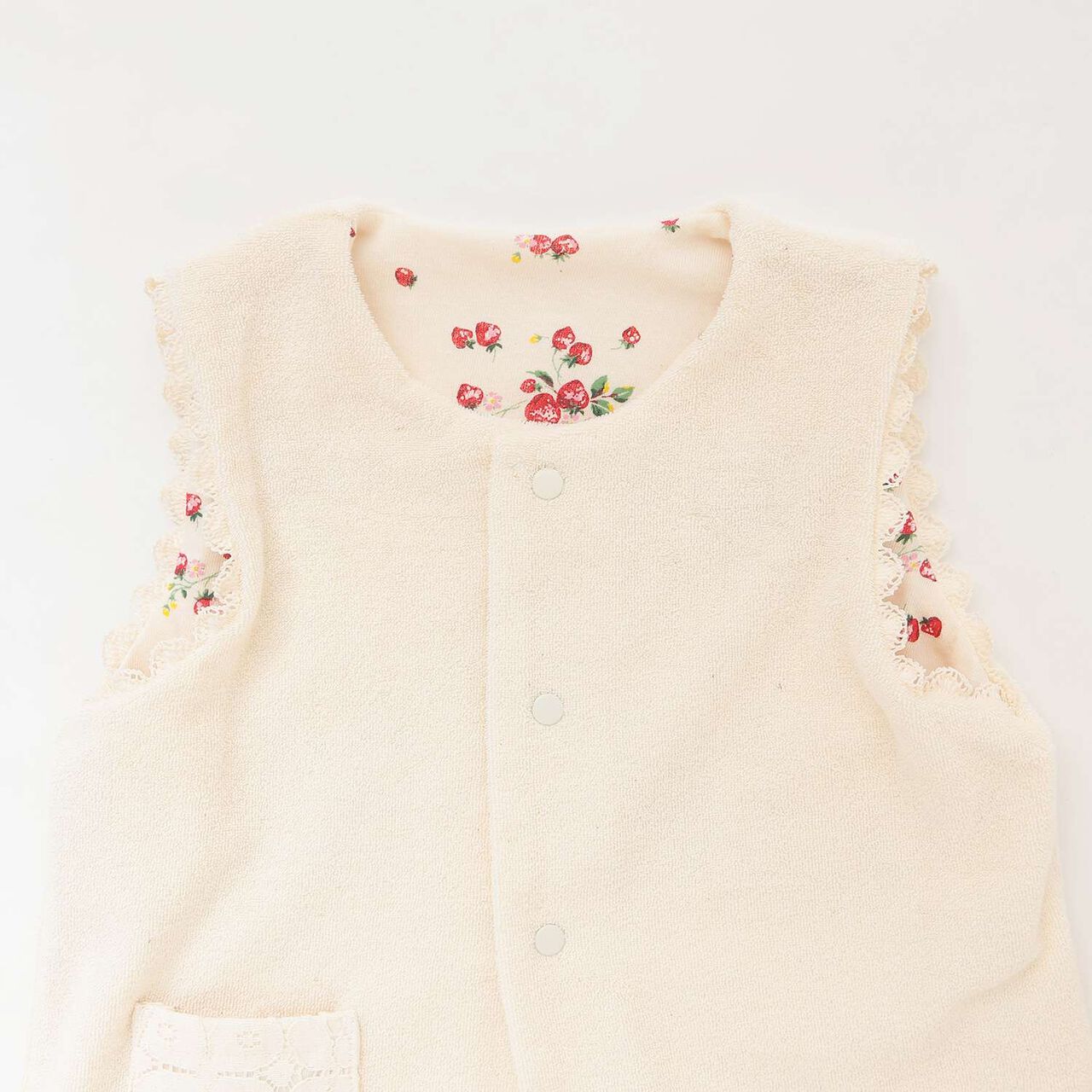 Wild Strawberry Reversible Vest [Organic] [Made in Japan],Pearl white, large image number 4