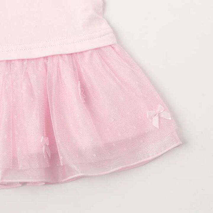 Flower Hem Frill Short-Sleeve Tunic,Light pink, medium image number 5