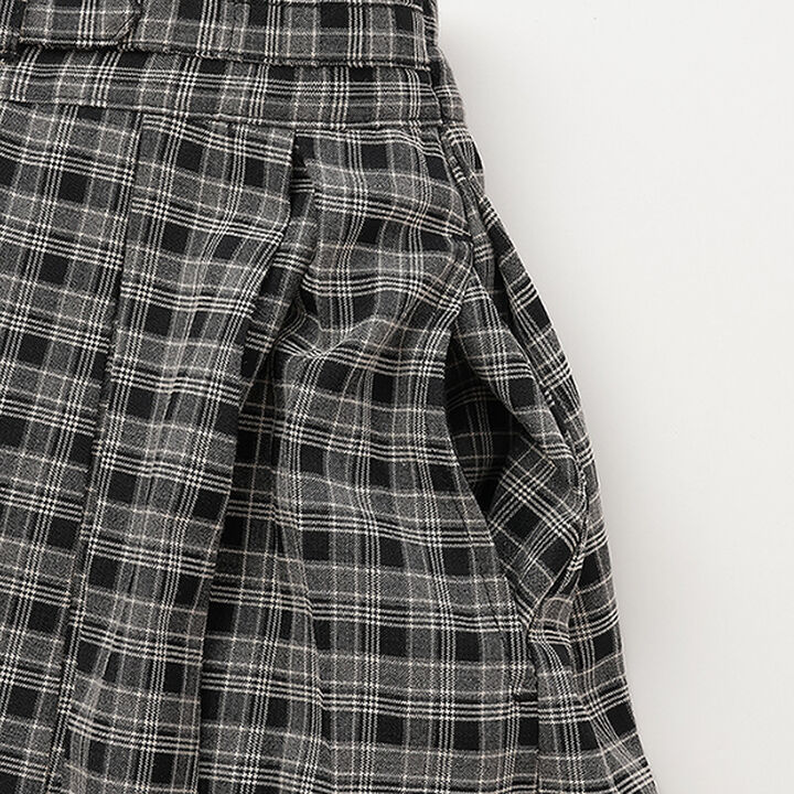 Checkered Box Pleated Skirt-Pants & Tulle Skirt Set,Black, medium image number 13