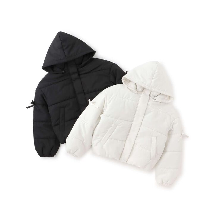 [Milky Coast] Sleeve Ribbon Padded Blouson,Black, medium image number 9