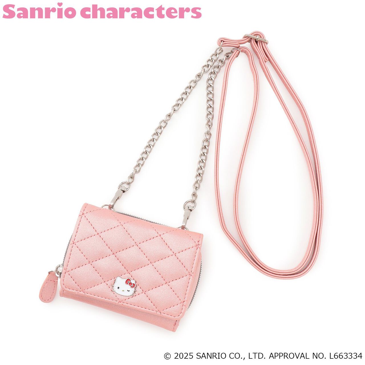 [Sanrio Characters] Sparkling Quilted Wallet,Pink, large image number 0