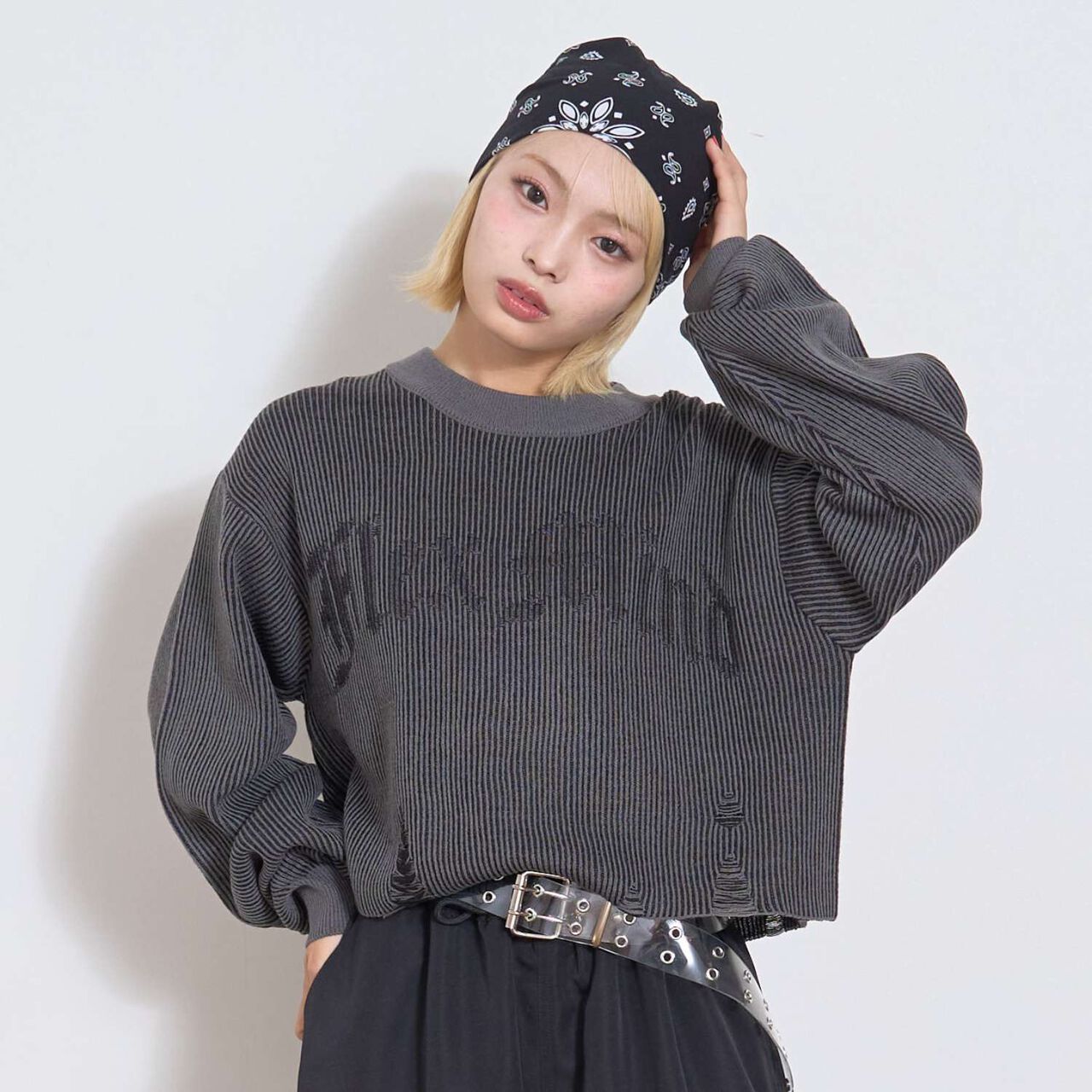 [LTXC] Logo Vintage Cropped Knitwear,Purple, large image number 1