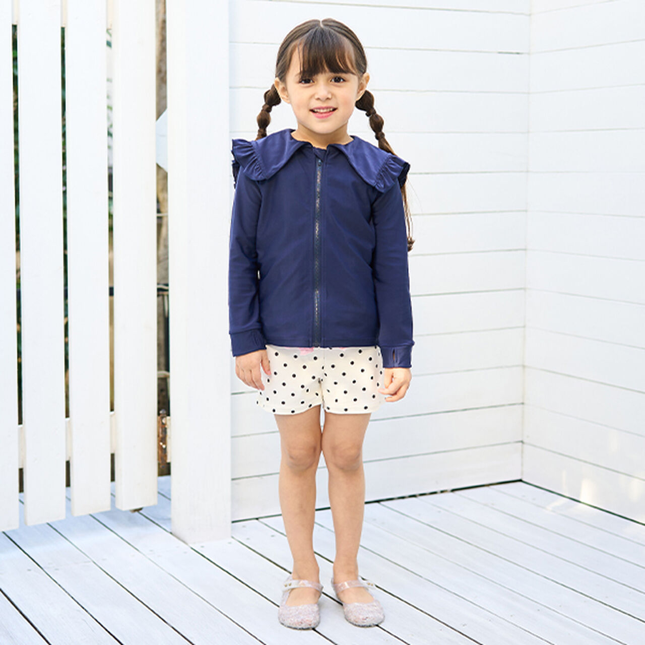 [SWIM] [UV Processing] Sailor Frilled Collar Rash Guard,Sax blue, large image number 4