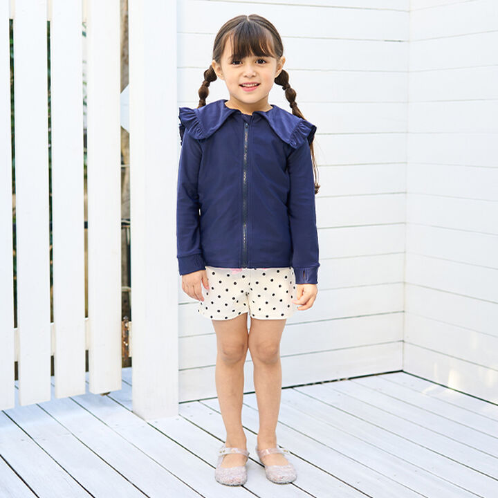 [SWIM] [UV Processing] Sailor Frilled Collar Rash Guard,Sax blue, medium image number 4