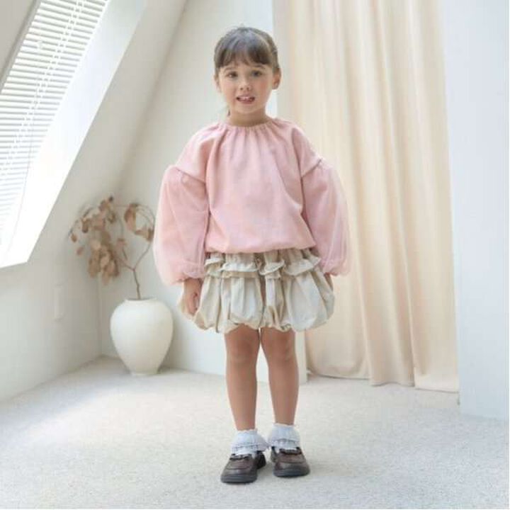Frilled Balloon Skirt,Deep red, medium image number 4