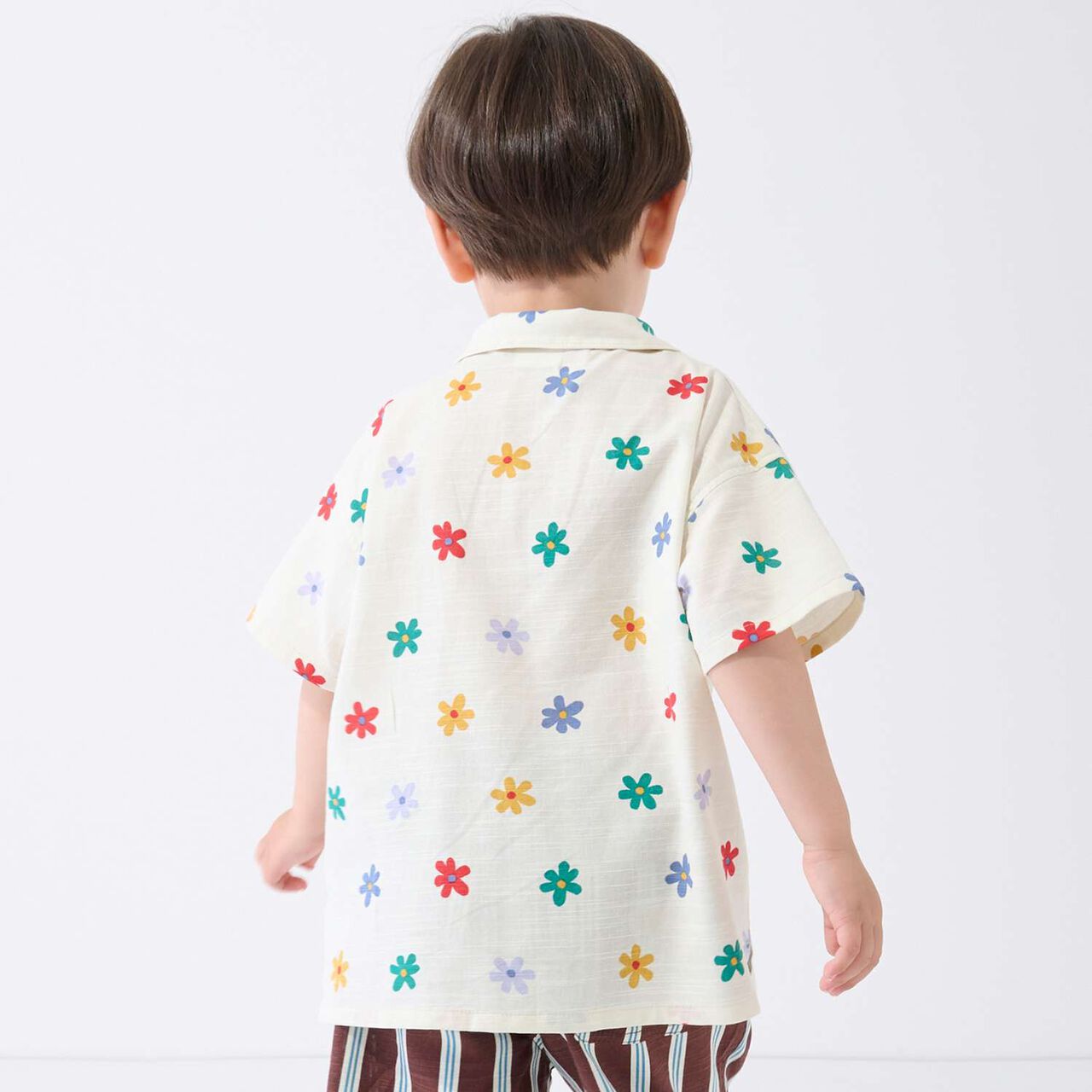 [Link] Cotton Rayon All-Over Pattern Open-Collar Shirt,Multi color, large image number 3