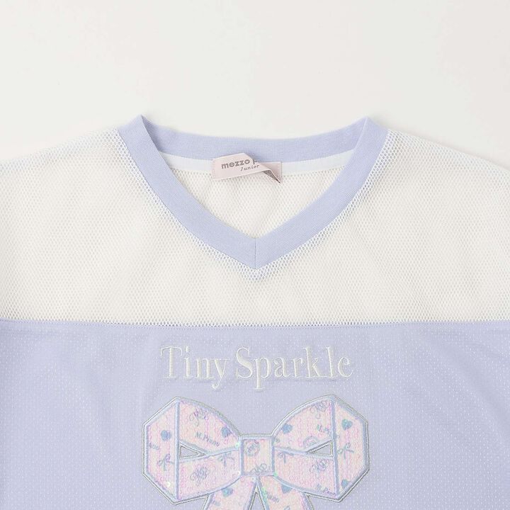 [Quick-Dry Absorbent] [Cool Touch] Mesh Docking Ribbon Appliqu&eacute; T-Shirt & Tank Top Set,Lavender, medium image number 3