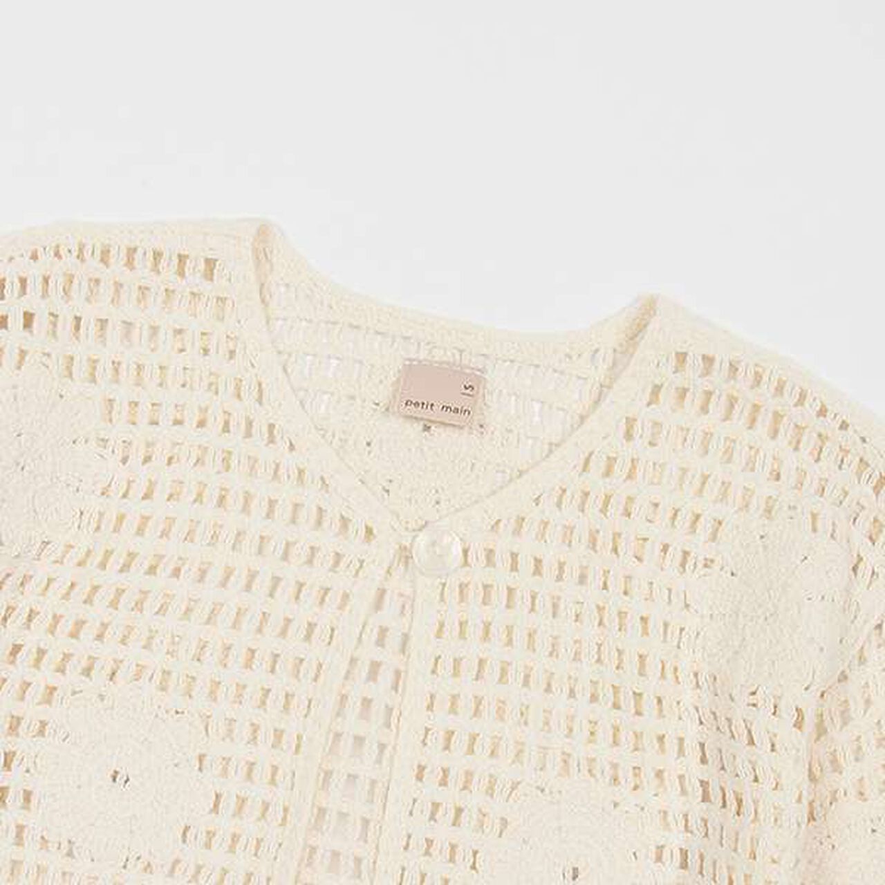 [Link] Flower Motif Black Crochet Cardigan,Ivory, large image number 6