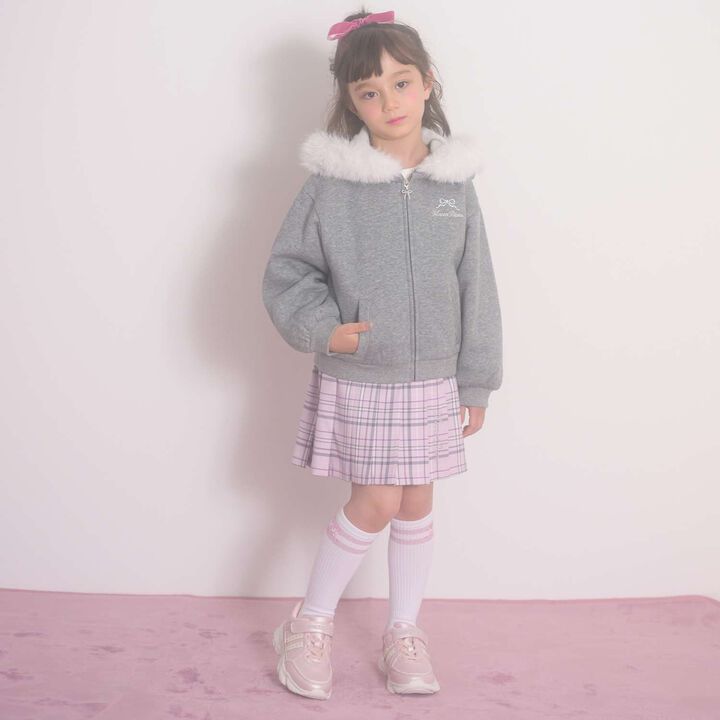 Checkered Pleated Skirt-Pants,Blue, medium image number 4