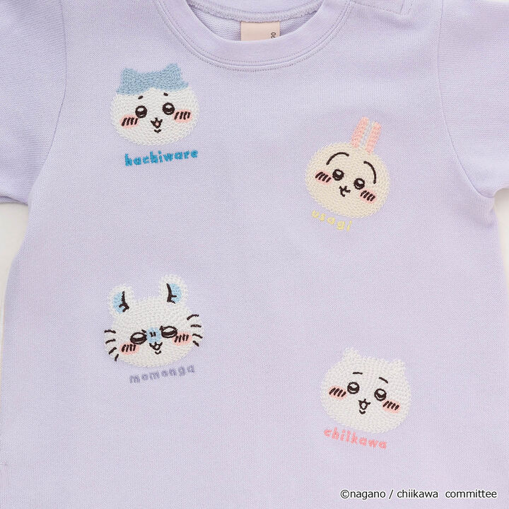 Chikawa Face Motif Long-Sleeve T-Shirt,Top gray, medium image number 17