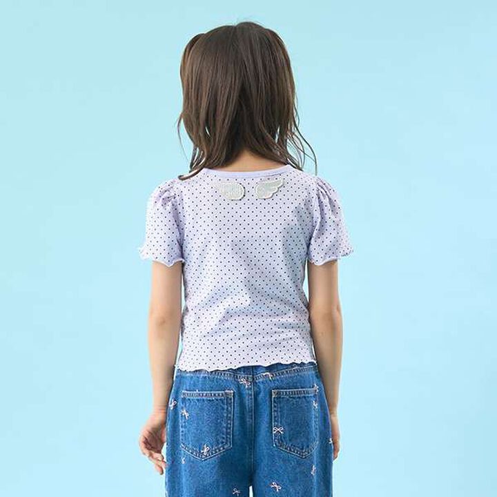 Soft Cotton Mini Puff Short Sleeve T-Shirt with Dot Print,Off white, medium image number 34