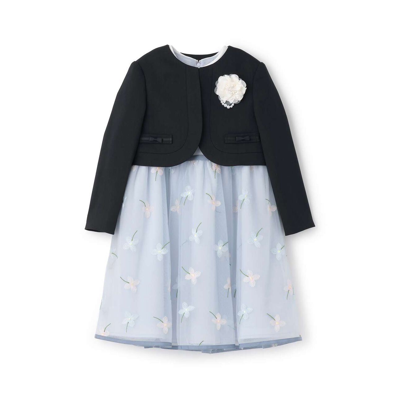 [Formal] Flower Embroidery OP + Collared JK Set,Sax blue, large image number 7