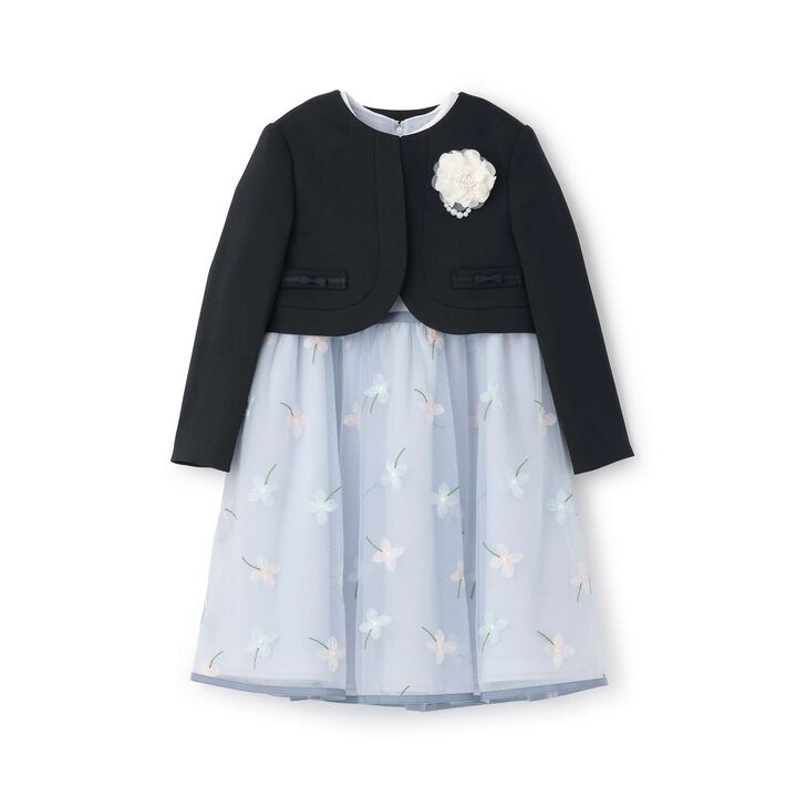 [Formal] Flower Embroidery OP + Collared JK Set,Sax blue, medium image number 7