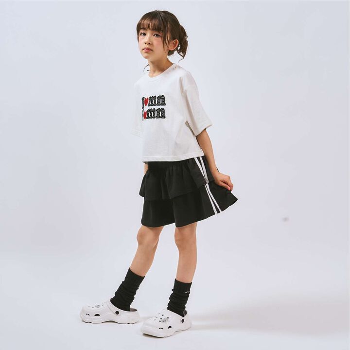 Cut and Sew Tiered Skirt with Shorts,Black, medium image number 9