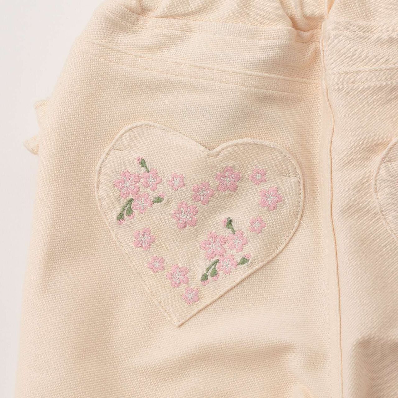 Cherry Blossom Embroidered Denim Pants,Blue, large image number 5