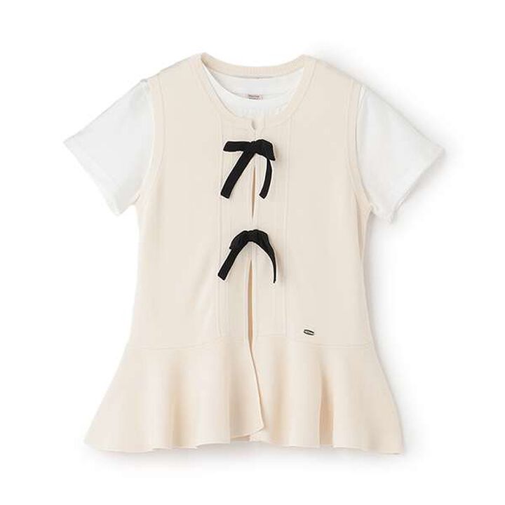 Lightweight Knit Vest & T-Shirt Set,Black, medium image number 12