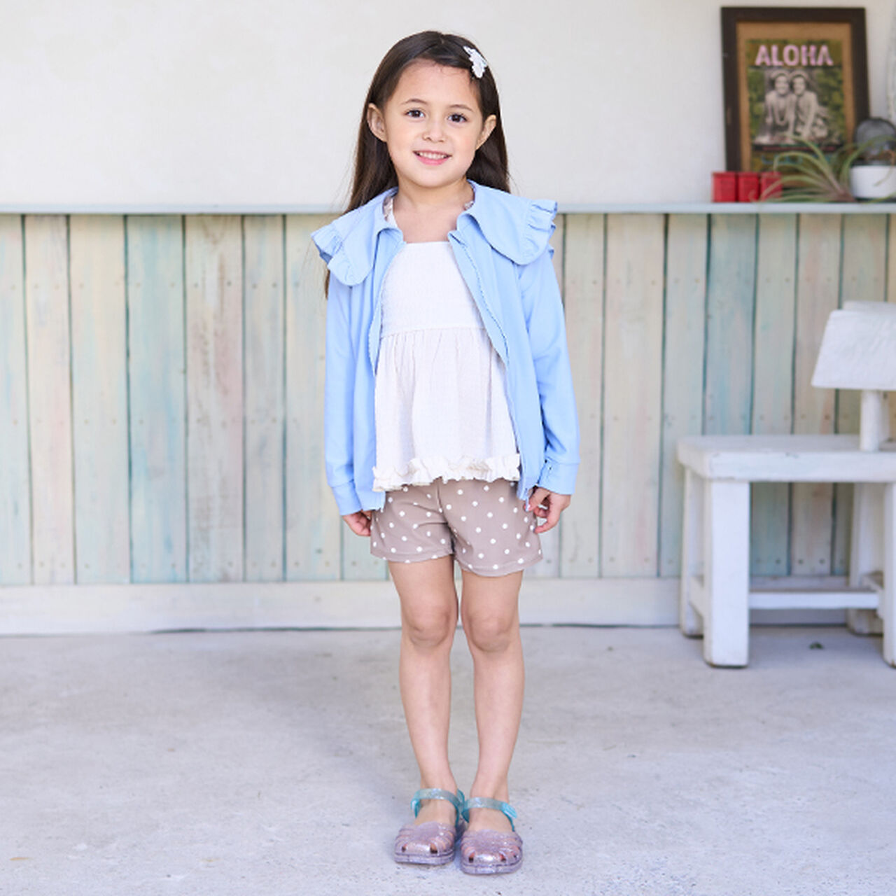 [SWIM] [UV Processing] Sailor Frilled Collar Rash Guard,Sax blue, large image number 5