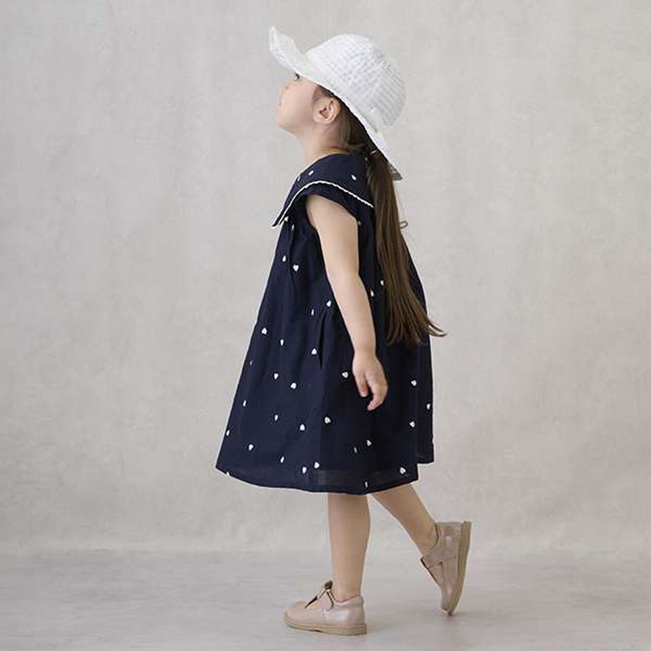 [Link] Heart Embroidery One-Piece Dress (Kids Size),Light pink, large image number 3