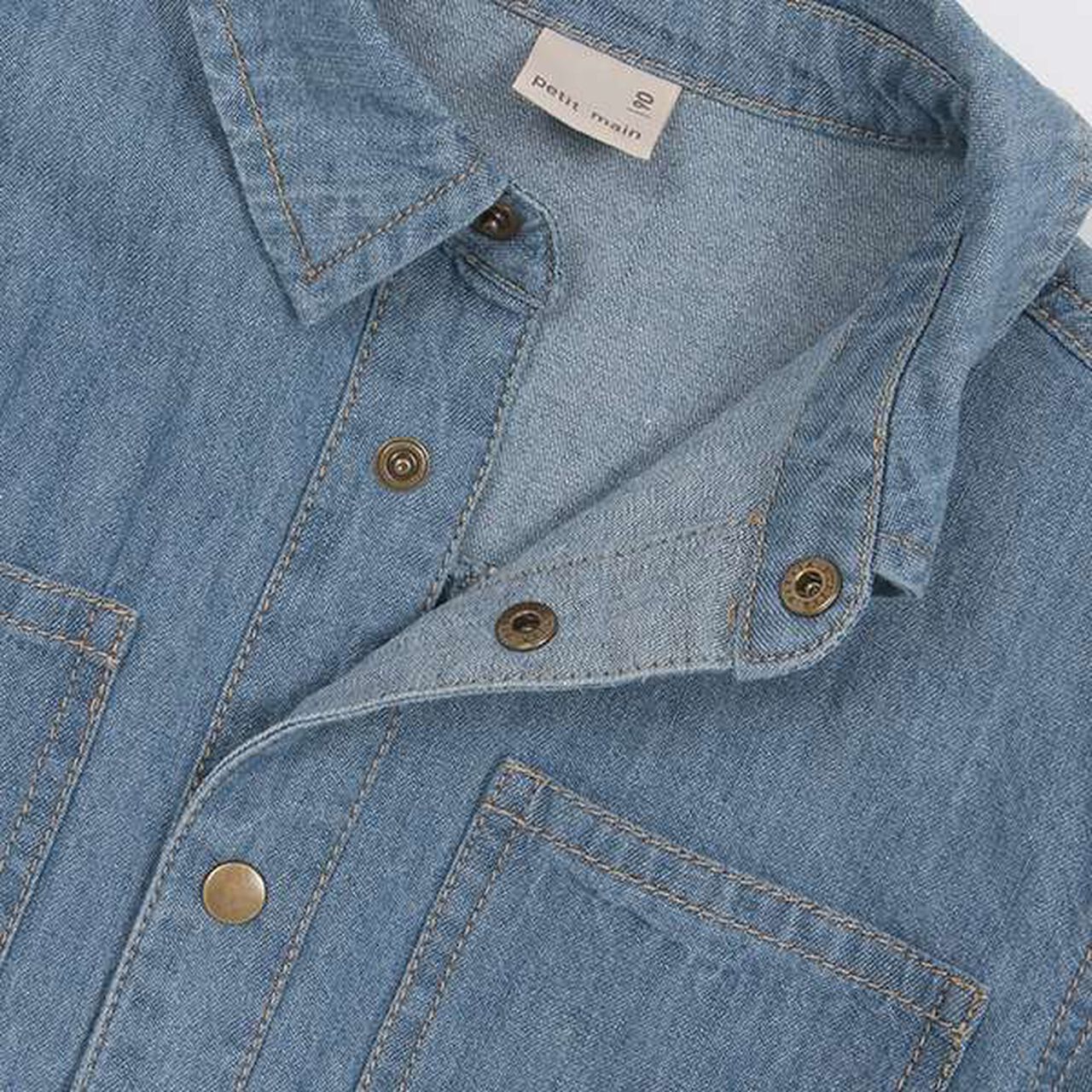 Denim Twill Long-Sleeve Shirt,Blue, large image number 6